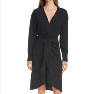 Ba&sh Black Kiari Draped Tie Front Longsleeve Mini Dress Size Small